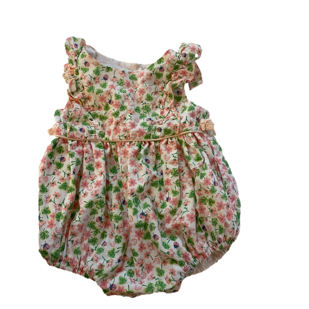 Cynthia Rowley Floral Ladybug Bubble Romper with Headband 3-6 Months